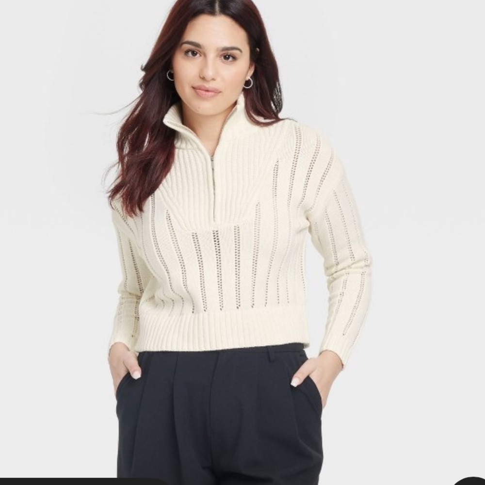 Women's Cream Quarter Zip
